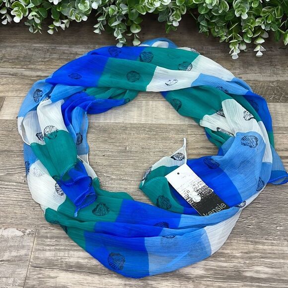 Kensie Coastal Ocean Seashell Sheer Scarf NWT - Picture 12 of 14